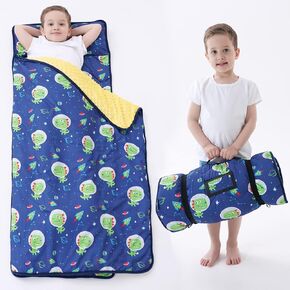 Nap Mat with Pillow Blanket Set: Sleeping Mats for Toddler Kids - Thick Large Roll up Slumber Bag for Daycare Preschool Kindergarten Boys Girls in Kuwait