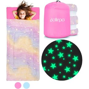 Kids Sleeping Bag for Boys & Girls - Glow in The Dark for Ages 3+, Large With Pillow Pocket, Extra Soft Toddler Blanket (66" x 33") in Saudi Arabia
