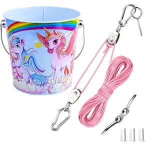 ملحقات بيت الشجرة من FUCNEN للأطفال في الهواء الطلق، نظام بكرة للأطفال مع دلو لمنزل المغامرات الخشبي/بيت اللعب/منزل الشجرة للأطفال، لعبة حديقة دلو ومجموعة حبل للأولاد والبنات من عمر 3 سنوات فما فوق in Kuwait