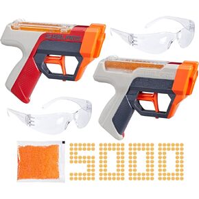 مجموعة NERF Pro Gelfire Dual Wield Pack، 2 مسدسات، إطلاق نار بدون برايم، 5000 طلقة جل فاير، 2 × 100 قادوس دائري متكامل، نظارتان، للأعمار من 14 عامًا فما فوق in Kuwait