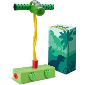 Foam Pogo Stick Dinosaur Jumper for Kids 3, 4, 5, 6, 7, Years Old Coolest Toys for 5 Year Old Boy Themed Bungee Pogo Stick - Inside & Outside Fun, Pogo Stick for Boys & Girls