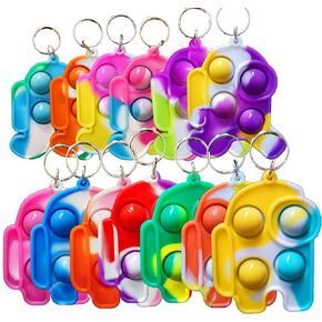 30 Packs Kids Christmas Party Favors and Classroom Students Gifts, Push Fidget Bubble Fidget Sensory Bulk Mini Pop Keychain,Boys Girls Holiday Camp Small Rainbow Activities Prizes