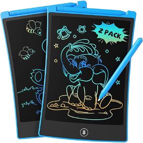tekfun 2 حزمة كمبيوتر لوحي للكتابة LCD مع قلم، 8.5 بوصة لوحة رسم قابلة للمسح، لوحة رسم خالية من الفوضى للأطفال، رحلة سيارة ألعاب تعليمية عيد ميلاد لـ 3 4 5 6 7 بنات بنين (2 * أزرق)