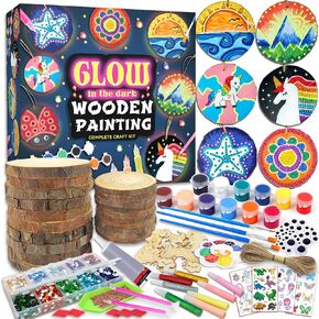 klmars Kids Wooden Painting Kit-Glow in The Dark-Arts & Crafts Gifts for Boys Girls Ages 5-12-Craft Activities Kits - Creative Art Toys for 5, 6, 7, 8, 9, 10, 11 & 12 Year Old Kids in Saudi Arabia