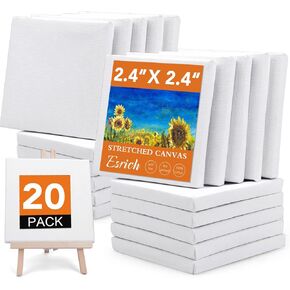 ESRICH Mini Stretched Canvas 10 Pack 5x5inch, 2/5''Profile Art Primed Canvases for Painting, Cotton Small Professional Stretched Canvas for Kids and Art Supplies, for Acrylics, Oils. in Saudi Arabia