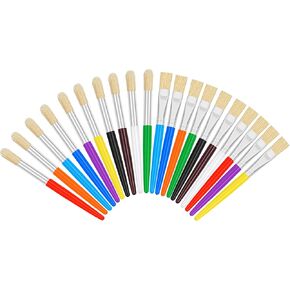 20 Pcs Paint Brushes for Kids, Round and Flat Kids Paint Brushes, Easy Hold and Clean Toddler Paint Brushes, Bristle Craft Paint Brushes for Acrylic Oil Watercolor Washable Paint in Kuwait