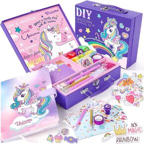 Joycover Unicorn Journal Set for Girls Toys Ages 6-8 8-12 Christmas Gifts for Girls Ages 6 7 8 9 10 11 Year Journaling Scrapbook Kit Diary Toys For girls Stationary Set Birthday Gifts for Girls 6-12