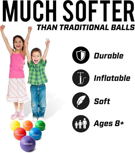 كرة دودج بول القابلة للنفخ من جو سبورتس - بدون كرات لسع - تتضمن مضخة كرة وحقيبة شبكية in Kuwait