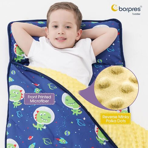 Nap Mat with Pillow Blanket Set: Sleeping Mats for Toddler Kids - Thick Large Roll up Slumber Bag for Daycare Preschool Kindergarten Boys Girls in Saudi Arabia
