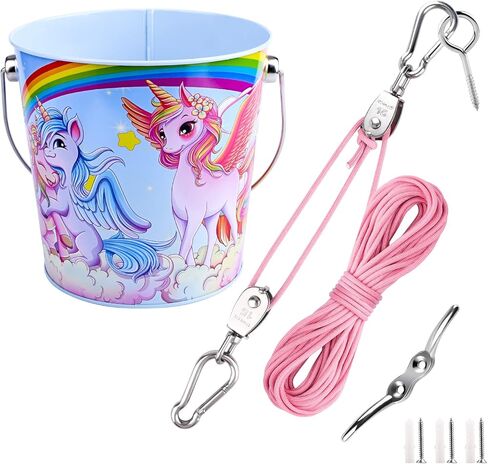 ملحقات بيت الشجرة من FUCNEN للأطفال في الهواء الطلق، نظام بكرة للأطفال مع دلو لمنزل المغامرات الخشبي/بيت اللعب/منزل الشجرة للأطفال، لعبة حديقة دلو ومجموعة حبل للأولاد والبنات من عمر 3 سنوات فما فوق in Kuwait