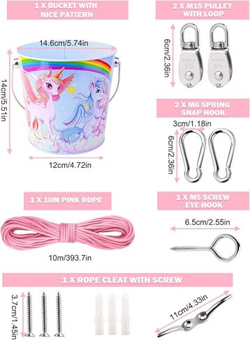 ملحقات بيت الشجرة من FUCNEN للأطفال في الهواء الطلق، نظام بكرة للأطفال مع دلو لمنزل المغامرات الخشبي/بيت اللعب/منزل الشجرة للأطفال، لعبة حديقة دلو ومجموعة حبل للأولاد والبنات من عمر 3 سنوات فما فوق in Kuwait