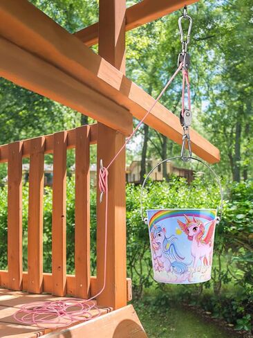 ملحقات بيت الشجرة من FUCNEN للأطفال في الهواء الطلق، نظام بكرة للأطفال مع دلو لمنزل المغامرات الخشبي/بيت اللعب/منزل الشجرة للأطفال، لعبة حديقة دلو ومجموعة حبل للأولاد والبنات من عمر 3 سنوات فما فوق in Kuwait