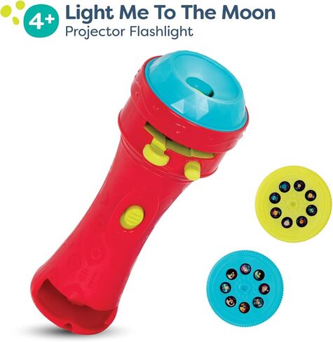 B. toys –Children’s Projector Flashlight with Image Reels- Pretend Play-Make Everything Cosmic & Bright- Light Me To The Moon – 4 years + in Saudi Arabia