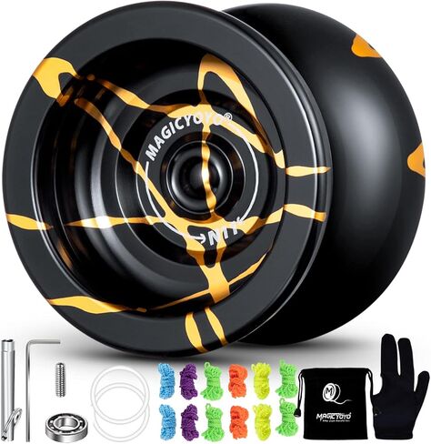 MAGICYOYO N11 كرة يويو احترافية غير مستجيبة من سبائك الألومنيوم يويو N11 (أسود مع ذهبي) مع حقيبة وقفاز و12 خيط يويو ومجموعة محمل سريعة الاستجابة in Kuwait