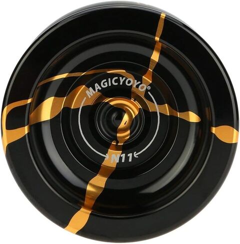 MAGICYOYO N11 كرة يويو احترافية غير مستجيبة من سبائك الألومنيوم يويو N11 (أسود مع ذهبي) مع حقيبة وقفاز و12 خيط يويو ومجموعة محمل سريعة الاستجابة in Kuwait