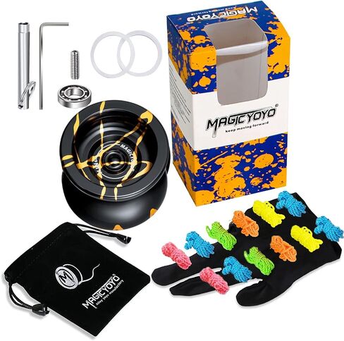 MAGICYOYO N11 كرة يويو احترافية غير مستجيبة من سبائك الألومنيوم يويو N11 (أسود مع ذهبي) مع حقيبة وقفاز و12 خيط يويو ومجموعة محمل سريعة الاستجابة in Kuwait