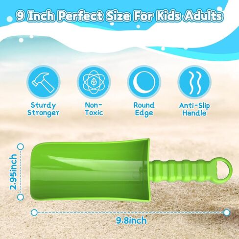 Upgrade 9" Beach Sand Shovels Scooping Toys Set, Beach Spade with Anti Slip Handle, Garden Tool for Kids Adults, Gardening Digging Sandbox Kit, Beach Essential Gift for Boys Girls Indoor Outdoor in Kuwait