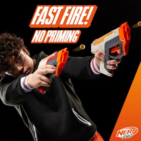 مجموعة NERF Pro Gelfire Dual Wield Pack، 2 مسدسات، إطلاق نار بدون برايم، 5000 طلقة جل فاير، 2 × 100 قادوس دائري متكامل، نظارتان، للأعمار من 14 عامًا فما فوق in Saudi Arabia