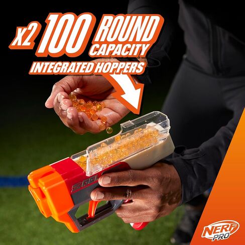 مجموعة NERF Pro Gelfire Dual Wield Pack، 2 مسدسات، إطلاق نار بدون برايم، 5000 طلقة جل فاير، 2 × 100 قادوس دائري متكامل، نظارتان، للأعمار من 14 عامًا فما فوق in Saudi Arabia
