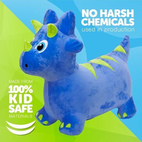 لعبة WADDLE Bouncy Hopper القابلة للنفخ على شكل حيوانات، لعبة داخلية وخارجية للأطفال الصغار والأطفال، تتضمن مضخة، للأولاد والبنات من عمر سنتين فما فوق (ترايسيراتوبس) in Kuwait