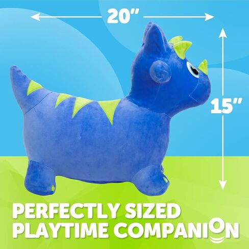 لعبة WADDLE Bouncy Hopper القابلة للنفخ على شكل حيوانات، لعبة داخلية وخارجية للأطفال الصغار والأطفال، تتضمن مضخة، للأولاد والبنات من عمر سنتين فما فوق (ترايسيراتوبس) in Kuwait