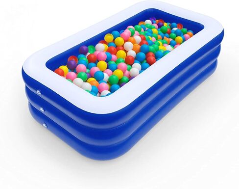 حوض سباحة قابل للنفخ للأطفال والكبار، حوض سباحة قابل للنفخ في الفناء الخلفي مع أرضية مريحة، حوض سباحة خارجي آمن أو حجرة داخلية للكرة، 241.3 سم × 139.7 سم × 63.5 سم in Kuwait