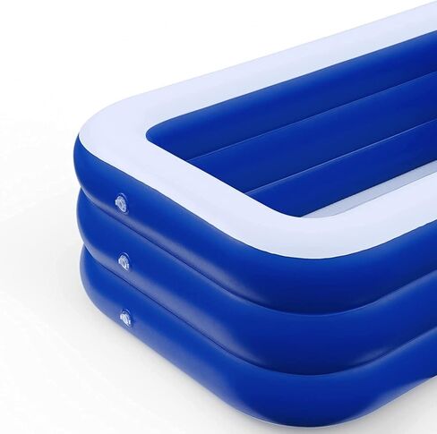 حوض سباحة قابل للنفخ للأطفال والكبار، حوض سباحة قابل للنفخ في الفناء الخلفي مع أرضية مريحة، حوض سباحة خارجي آمن أو حجرة داخلية للكرة، 241.3 سم × 139.7 سم × 63.5 سم in Kuwait