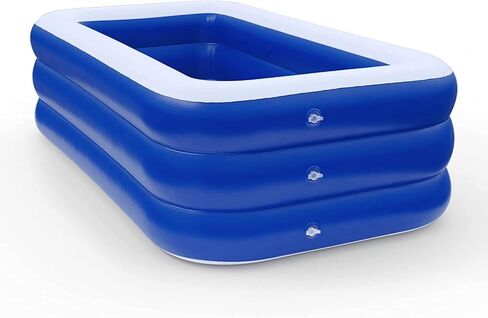 حوض سباحة قابل للنفخ للأطفال والكبار، حوض سباحة قابل للنفخ في الفناء الخلفي مع أرضية مريحة، حوض سباحة خارجي آمن أو حجرة داخلية للكرة، 241.3 سم × 139.7 سم × 63.5 سم in Kuwait