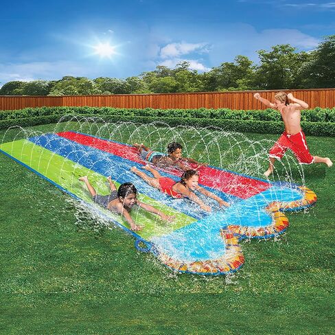 BANZAI Triple Racer Water Slide, Length: 16 ft, Width: 82 in, Inflatable Outdoor Backyard Water Slide Splash Toy in Kuwait