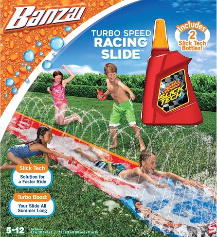 BANZAI Triple Racer Water Slide, Length: 16 ft, Width: 82 in, Inflatable Outdoor Backyard Water Slide Splash Toy in Kuwait