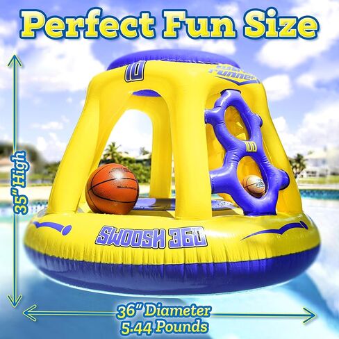 Wave Runner Inflatable Pool Basketball Hoop Set, Poolside Floating Basketball Game with Ball, Water Play and Trick Shots, GAINT Pool Toys and Floats for Swimming Pool Fun in Kuwait