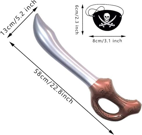 مجموعة حفلات القراصنة 24 قطعة، 12 قطعة من سيف القراصنة القابل للنفخ، 12 قطعة من رقعات عين القرصان السوداء لمستلزمات حفلات أعياد الميلاد، ألعاب تنكرية للأطفال، دعائم مسرح الهالوين، ألعاب مائية لحفلات السباحة الصيفية... in Kuwait