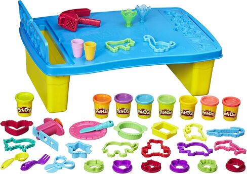 Play-Doh Play 'n Store Table Toy, Arts & Crafts Activities for Kids 3 Years & Up, Over 25 Play-Doh Accessories, 8 Modeling Compound Colors (Amazon Exclusive) in Saudi Arabia