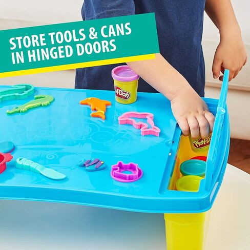 Play-Doh Play 'n Store Table Toy, Arts & Crafts Activities for Kids 3 Years & Up, Over 25 Play-Doh Accessories, 8 Modeling Compound Colors (Amazon Exclusive) in Saudi Arabia
