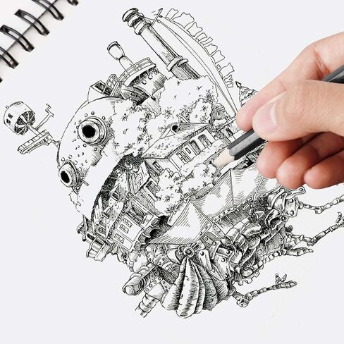 لوحة رسم باتشمور مقاس 9 × 12 بوصة (68 رطل/100 جم)، 100 ورقة من كتاب رسم حلزوني علوي للفنانين المحترفين والهواة | فن التحديد، قلم رصاص ملون، فحمي للرسم in Kuwait