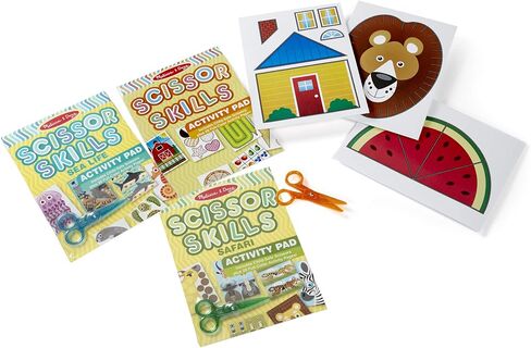 Melissa & Doug Scissor Skills Activity Pad with Child-Safe Scissors 3-Pack (Safari, Sea Life, Activities – 20 Pages Each) in Saudi Arabia