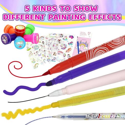 مجموعة أقلام تحديد معطرة بالفواكه مكونة من 63 قطعة مع مقلمة يونيكورن، لوازم فنية يونيكورن للأطفال تتضمن أقلام قابلة للغسل، ملصقات، طوابع، كتاب تلوين، هدايا يونيكورن للفتيات بعمر 4 5 6 7 8 سنوات in Kuwait