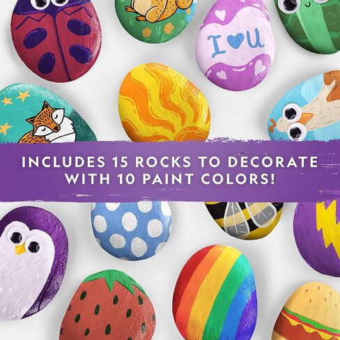 NATIONAL GEOGRAPHIC Rock Painting Kit - Arts and Crafts Kit for Kids, Paint & Decorate 15 River Rocks with 10 Paint Colors & More Art Supplies, Outdoor Toys for Girls and Boys (Amazon Exclusive) in Saudi Arabia