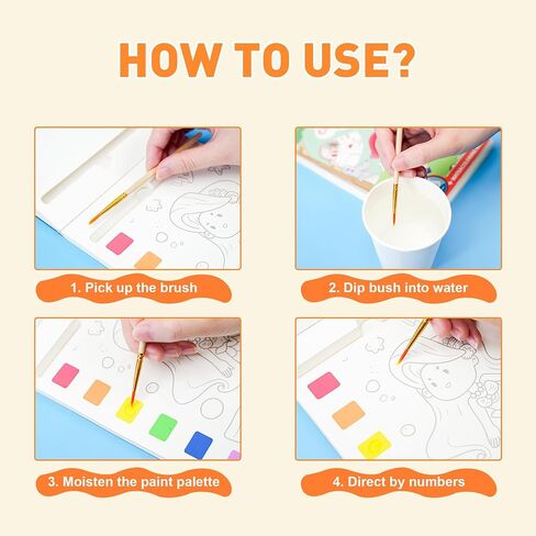 YPLUS Paint with Water Books for Toddlers, Watercolor Painting Paper for Kids Ages 1-3, 2-4, Art Craft Gift for Drawing with Brush - Sea in Kuwait