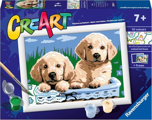 مجموعة الطلاء بالأرقام من Ravensburger CreArt Sleeping Cat & Dog للأطفال - فنون الرسم والحرف اليدوية للأعمار من 7 سنوات فما فوق، 8.70 × 6.22 × 1.77 بوصة in Saudi Arabia