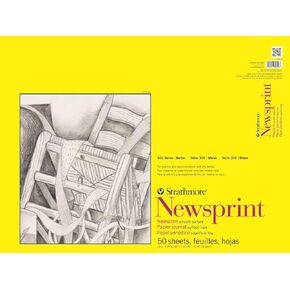 Strathmore 300 Series Newsprint Paper Pad, Tape Bound, 14x17 inches, 50 Sheets (32lb/52g) - Art Paper for Adults and Students - Practice Sketching with Charcoal, Graphite and Pencil in Saudi Arabia