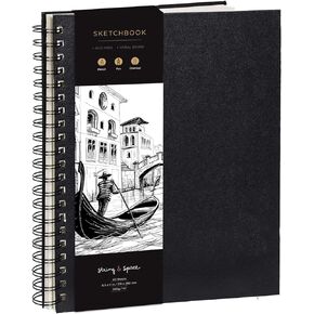 Artist’s Sketchbook Hardcover – 200GSM Very Thick Paper – Large, Spiral Sketch Book for Drawing and Mixed Media – Sketch Pad, Art Book - 8.25 x 11.4, 40 Sheets / 80 Pages in Saudi Arabia
