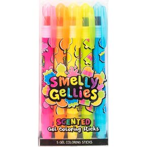 Holiday Smelly Gellies - Scented Glidewrite Glitter Gel Coloring Sticks, Crayons, Highlighters - 5 Count - Gifts for Kids, Stocking Stuffer