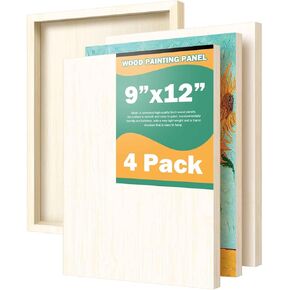 4 قطع الواح خشبية، 9 انش × 12 انش، الواح قماش من خشب الصنوبر، لوحات قماشية للطلاء، الواح خشبية للحرف اليدوية، للصب والفنون والحرف اليدوية والرسم وغيرها in Kuwait
