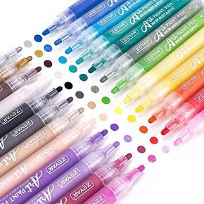 ZEYAR Acrylic Paint Pens for Rock painting, 12 colors, Water based Medium Point, AP Certified, Assorted Colors,Odorless,Acid Free,Non-Toxic and Safe to Use