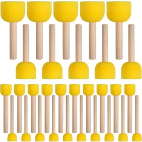 30 Pcs Round Sponges Brush Set, Round Sponge Brushes for Painting, Paint Sponges for Acrylic Painting, Painting Tools for Kids Arts and Crafts (4 Sizes)