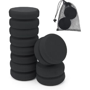 Paint Sponge Black 6Pcs, Boyistar Detail Painting Sponge Double-Side Art Craft Round Sponges for Car Waxing, Wall Repairing Kitchen Cleaning Sponges with Storage Mesh Bag (3 Black + 3 Blue)