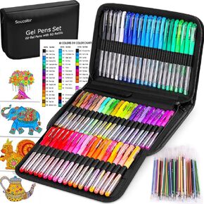 Soucolor 120 Pack Aesthetic Pastel Gel Pens, Japanese Stationery Cute Art Supplies for Kids, Teens & Beginner Artists, Gift Set for Girls, Women, Birthday & School Sketching Supplies