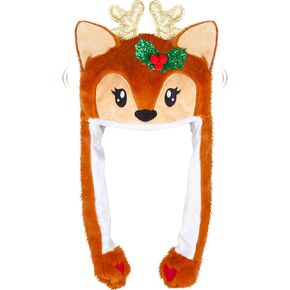 YOYTOO Plush Novelty Animal Hat with Ears Moving Jumping Pop Up Beating Plush Dress Up, One Size Fits All Adults & Children