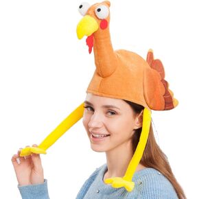 Spooktacular Plush Turkey Gobbler Hat with Long Neck for Happy Thanksgiving Party Costume, Outfit and Dress in Saudi Arabia